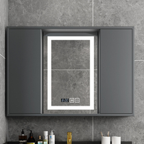  Light luxury intelligent flat push folding hidden Feng Shui mirror cabinet Bathroom mirror box wall-mounted multi-function mirror cabinet storage