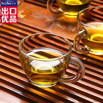 Glass Teacup Small cup set with handle Heat-resistant Kung Fu small teacup Glass tea set 12 teapots Cold water pot