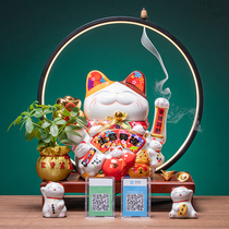 Shake hand fortune cat ornaments open large and small shop cashier home living room gifts automatic beckoning cat