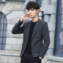 Casual plaid suit mens suit spring and autumn Korean trend business dress small suit jacket jacket single piece