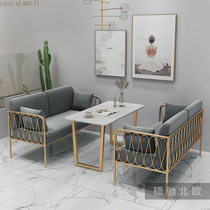  Milk tea shop tables and chairs Shuiqing Bar lounge area Burger lounge bar Dessert shop Cafe deck Sofa table and chair combination