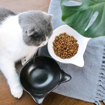 Cat Bowls Ceramic Kitty Rice Bowls water basin Kitty Supplies Cat Ears Ceramic Bowls double bowls Pet Bowl neck