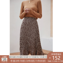 Single bunch size womens floral skirt winter with sweater fat MM winter high waist fishtail small skirt long