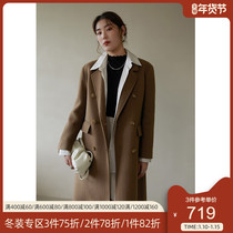 Single bunch size womens suit collar straight double-breasted coat 2021 Winter new fat MM slim hairy jacket