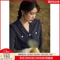 Single bunch size womens French polo point shirt female design sense niche versatile 2021 new fat MMV collar top