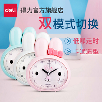  Deli 8803 student creative alarm clock Cute cartoon childrens table clock clock accurate walking time battery combination