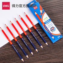 Deli double-headed red and blue pencil Engineering medical painting pen Two-color 12 artwork pencils Marker pens Note pencils
