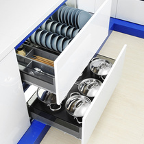 Cooper kitchen combination pull basket cabinet three-sided glass dishes drawer kitchen storage seasoning basket dish rack