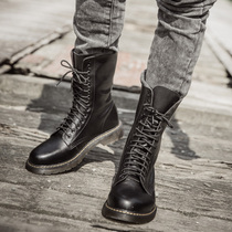 Martin boots mens high-top leather boots mens waterproof winter long tube British tooling locomotive boots mens Martin shoes leather leather