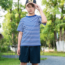 Childrens sea soul shirt suit Boys short-sleeved summer cotton retro girls short cotton Red Army performance suit