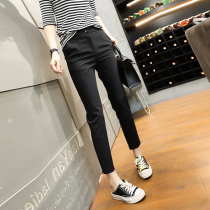 Black nine-point pants women's spring and autumn 2022 new small foot suit pants women's straight eight-point pants slim smoke tube casual pants