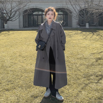 Great Tao dark grey medium long style wind coat jacket woman 2022 spring new Korean version loose with slim and small jacket