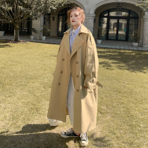 Large Pottery Milky Yellow Medium Long Style Wind Coat Jacket Woman 2022 Spring new Korean version loose Conspiculess Slim jacket