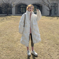2021 Winter New thick white duck down jacket female Korean loose small man long collar coat