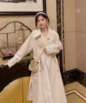 MOBAI Homemade Apricots Color Temperament Design Sensation Windcoat Jacket Lady Autumn Winter 2022 New Mid-Length lace dresses