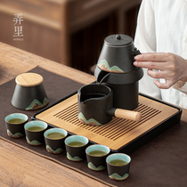Nongli) Climber Japanese tea set Kung Fu tea set Household stone mill lazy automatic tea making simple gift box