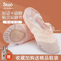 Childrens adult dance shoes Womens soft bottom practice shoes Cats claw shoes shape shoes meat color boys summer Chinese ballet shoes