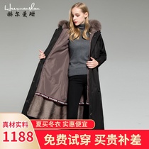  Hermann Shan anti-season Nickelodeon suit female over-the-knee long winter fox fur collar otter rabbit liner disassembled Pike suit coat