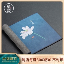 Sumei high-grade plush cotton absorbent tea towel painted National Wind Zen trumpet light luxury pot special rag tea accessories