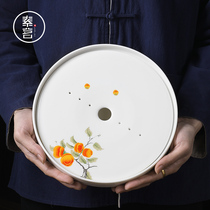 Sumei ceramic tea tray round household dry bubble tray tea set Small set kung fu dry bubble table small tea table tray