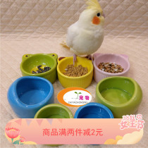 Parrot ceramic food cans young birds learn to eat bowls bubble millet ceramic food pots flat anti-splashing small and medium-sized