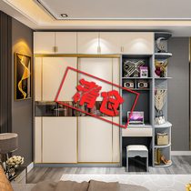 Postmodern simple light luxury wardrobe Household sliding door bedroom storage cabinet board assembly new large wardrobe