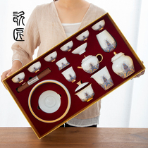 Gift DeHua high-grade enamel ceramic kung fu tea set custom home light luxury office Cup Tea Cup