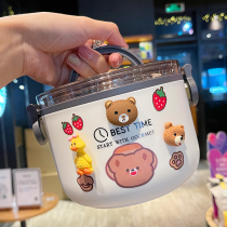 Stainless steel insulated lunch box female student cute large capacity fruit meal box with tableware portable office worker bento box