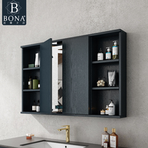 Folding hidden feng shui smart mirror cabinet solid wood toilet feng shui mirror with shelf storage rack storage integrated Cabinet customization