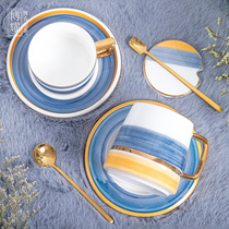 Nordic ins cup creative personality trend coffee cup European small luxury mug Simple ceramic spoon with lid