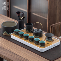  Household ceramic Kung Fu tea set Coarse pottery Japanese-style modern office meeting tea maker Tea tray Small set Full set
