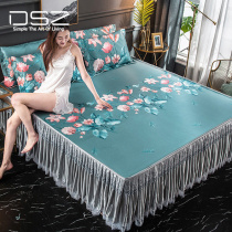 Ice Silk Cool Mat bed dress Three sets jacquard machine washable Naked Sleep Princess Lace Eurostyle Summer Non-slip Soft Mat