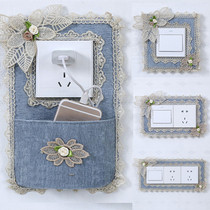 European switch protective cover simple modern fabric lace switch stickers wall stickers can put mobile phone socket decoration non-stick
