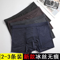 Finten Ice Silk Mens Underwear 3D Ultra Slim no marks Breathable Flat Corner Big Code Youth SEXY FOUR-CORNER PANTS HEAD SUMMER