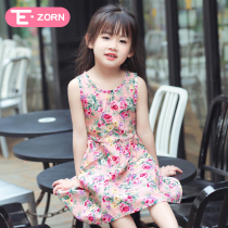 Childrens wear girls dress summer girl childrens skirt clothes cotton summer flower baby Summer early autumn pink