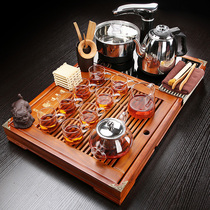 Tea set set small tea tray Solid wood integrated induction cooker automatic home office hospitality tea table Simple drainage