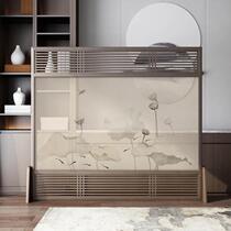Chinese screen partition living room simple modern solid wood Zen porch fabric bedroom shielding home mobile seat screen