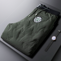 Lion Yosher Army Green Down Pants Male Outwear Windproof Anti-Chill Warm Outdoor Sports Duck Suede Pants Tide Card Embroidered