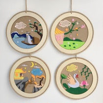  Kindergarten hemp rope ring creative material decoration Forest handmade ancient poetry charm Classroom corridor creative arrangement pendant