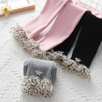 Girls beat bottom pants Spring and autumn money outside wearing foreign air snow spinning side female baby Childrens spring clothes long pants