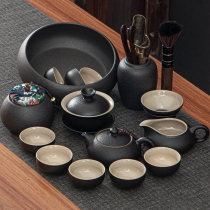 Yi ancient tea set set small set of household simple Japanese ceramic kung fu tea set living room tea cup teapot tea tray