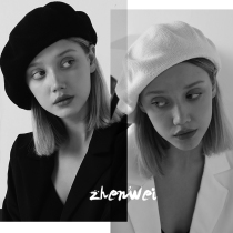 Small face ~ loose big head beret female summer thin breathable black and white hat painter hat octagonal hat
