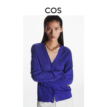 COS womens dress Standard version V collar lox linen cardioletto blue purple 2022 spring new product 1074243002