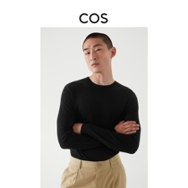 COS mens standard version long sleeve round neck wool sweater black 2021 New 0988707002