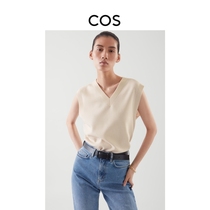 COS womens clothing standard version V collar meallini wool vest shallow rice 2022 spring new product 1055955002