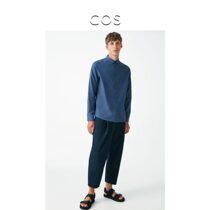 COS Mens Casual Button collar Long-sleeved shirt Blue 0833397005