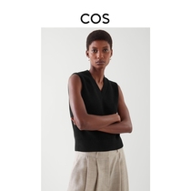 COS womens clothing standard version V collar thick weave vest black 2022 spring new product 1055725007