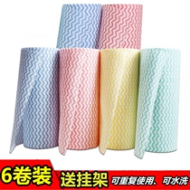 6 Rolls Fitted Kitchen Paper Rag Dishcloth Paper Towel Paper Suction oil suction Clean special wipe to oil stain non-woven fabric