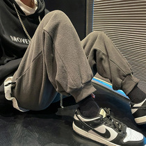 polar fleece pants women tide ins high street harajuku wind loose toe sports pants winter plus velvet padded gray pants