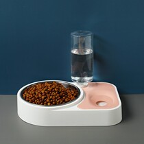 Cat Bowl Dog Bowl Cat Basin Double Bowl Automatic Drinking Water basin Anti-over kitty Pets Pet Supplies Fed to water Cat Rice Basin